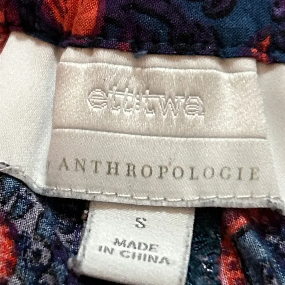 Anthropologie Red and Blue Floral High Waist Shorts small
